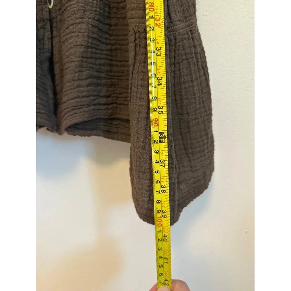 NWT Shannon Passero Brown Cotton Gauze Tiered Button Front Dress | Size Medium